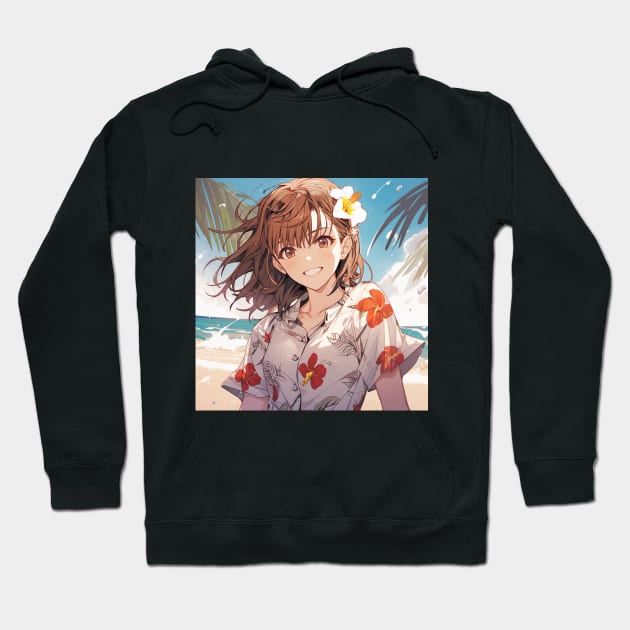 misaka beach Hoodie by WabiSabi Wonders